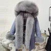女性の毛皮のフェイクマオマコン2023冬のフード付き濃厚な自然のリアルアライグマカラーパラケット