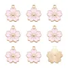 10 stuks roze Sakura bloem bedels legering emaille hangers bedels voor sieraden maken oorbellen ketting sleutelhangers sieraden accessoires mode-sieraden Charms emaille