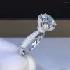 Anelli a grappolo Nome personalizzato Copia Certificato 5 Anello di fidanzamento con diamanti Donna 14k Oro bianco Argento sterling Matrimonio Moissanite da sposa