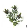 Decorative Flowers 1pc Artificial Eryngium Thistles Bunch Plant 3-Fork Wedding Material Flower Plastic Arrangement Creative N3S8