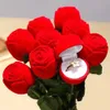 10pc biżuteria pudełka z czerwonymi aksamitnymi różami zaręczynami ślubnymi pudełko na prezenta