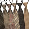 Neck Ties Veektie Brand Retro Vintage Tie 8cm bredd för män Floral Golden Coffee Paisley Formal Suit Dx Zipper Tie Zip Fashion 230418