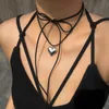 Hangende kettingen ingemark elegante goth love heart hanger ketting voor vrouwelijke kraag bruid geknoopte bowknot verstelbare ketting y2k sieraden nieuwe z0417