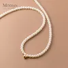 Pendanthalsband Modian 925 Sterling Silver Elegant White Pearl Charm Halsband Shell Pearl Gold Pärlor Choker Halsband för kvinnor Fina smycken231118