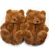 Slipare designer björn inomhusskor glider för kvinnlig kul söt djur vinter päls hus toffel damer teddy plysch 231117