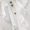 Blouses pour femmes 2023 automne Designer femmes de haute qualité élégant volants blanc en mousseline de soie chemise hauts C711