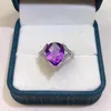 Cluster Rings 3ct 9mm 11mm VVS Grade Amethyst Ring For Party Luxury Natural Silver Fashion 925 Jewelry