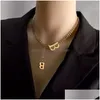 Hänge halsband mode klassisk b brev pendell halsband för kvinna nya gotiska smycken hip hop party flickor y clavicle drop dhgarder otssp