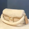 Womens Fuzzy Wool Designer Pillow Fabby Bags 2301072d Winter Winter Shearling Tote Fluffy Plufced Counter Counter Bags Lady Cross Body Sling City Mens Mens Baguette Bags