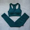 Yoga kläder Gym 2 stycken Set Träningskläder för kvinnor Yoga Set Solid Color Fitness Legings Sportwear Woman Yoga Wear Sport Bh and Pants 230418