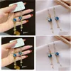 Dangle & Chandelier Fashion Geometric Tassel Earring Blue Deer Crystal Drop Earrings For Woman Girls Elegant Jewelry Accesso Dhgarden Otnov