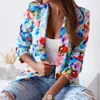 Damespakken Blazer Vintage Flower Gedrukte Jassen Spring Rapel Collar Cardigan 2023 Autumn Elegant Office Long Sleeve Office Outwears 230418