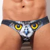 Grappige Wolf Eagle Leopard U Bolle Heren Slips Polyester Katoenen Ondergoed Mannelijke Slipje Individueel Pakket