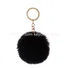 Keychains lanyards 35 kleuren harige donzige bladerdeeg 8cm faux konijn fur ball pom sleutelhanger gouden sleutelhanger handtas drop levering mode ac dh2zp