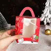 Gift Wrap 4Pcs Christmas Cake Box Pastry Cupcake Takeaway Boxes With Handle Window Muffin Package Decor Xmas Year Navidad