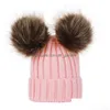 Banie / Casquettes du crâne en tricot de laine en tricot Adts de bonnet et enfants Double Ball Hat Parentchild Hiver Chapeaux chauds Drop Livraison Fashi Dhgarden Dhufk