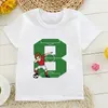 T-shirts Boys 1-10th Birthday Green Number T-shirts Kid Dab Footballer Graphic Print Short Sleeve Clothing Children Football Tops 230418