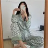 Jedwabny piżama damski Sumping Sumpard Silk Silk Leopard Sexy High-end Luksusowy swobodny dom do noszenia damski