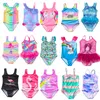 2-14 år flickor baddräkt 2022 Ny One Piece badkläder Flamingo Ruffle Style Barnens badkläder Unicorn One Piece Swimsuit Swimone-Piece Suits