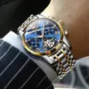 Relógios de pulso OLEVS relógios masculinos automáticos Mechanical Business Wristwatch Relógio de tira de aço inoxidável à prova d'água para o calendário de esqueleto de homem 230517