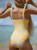 Swim wear Peachtan Bandeau swimwear female Fruit print swimsuit women Sports bathing suit swim suit beach wear bodysuit 230414