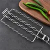 BBQ Tools Accessories Corn Barbecue Rack Sausage Net Clip 304 Stainless Steel Basket Detachable Folding Portable Grilling Mesh Tool LT648