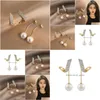 Dangle Kroonluchter Mode Geometrische Metalen Parel Hanger Druppel Oorbellen Voor Vrouw Gothic Meisjes Elegante Sieraden Bruiloft Set A Dhgarden Ottrm