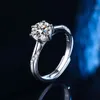 S Silver Tongling Six Claw for Women With Light Luxury Temperament, Mo Sang Stone Diamond Ring Wedding Ring, Valentine's Day Gift