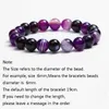 Strand Purple listrado ágata com miçangas elásticas pulseira de energia Bagleira de cura para homens e mulheres Jóias de gota por atacado