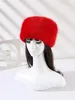 Wide Brim Hats Bucket 2023 Winter Thick Furry Hairband Fluffy Russian Faux Fur Women Girl Headband Hat Outdoor Earwarmer Ski 231117