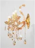 Maria Theresa Crystal Wall Sconces Light Fixture med 3 Lights Amber Gold Color Wall Sconces Hembelysning