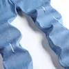 Męskie dżinsy męskie chude niebieskie dżinsy zarysowanie Slim Denim Spodnie Pencil Spodnie Autumn Hip-Hop Dżinsowe spodnie Modne ubranie męskie 230418
