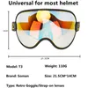 Ski Goggles Vintage Motorcycle Bubble Pad Outdoor Cycling UV Protection Windshield Colorful Half Face Helmet 231117