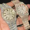Montre de luxe Top Moissanite out VVS 2023, nouvelle montre-bracelet glacée, Styles de test, qualité saphir, boîtier en or Rose