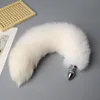 40 cm/16 "echte echte vossen bont staartplug anale kont metaal roestvrij volwassen zoete seks cosplay speelgoed
