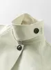 女性のウールブレンドFSLEシンプルな白い気質拡張春の女性トレンチコートシングル胸ジャケットベルトデザイン女性トレンチ231117
