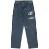 Jeans masculinos S Retro Borderyer Jeans Streetwear Baggy Slouchy Rous