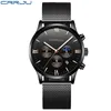 Wristwatches Men Big Face Quartz Watch CRRJU Business Stopwatch Leather Belt Watches Luminous Retro Sports Relogio Masculino