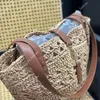 Femmes Raphia Beach Totes Sacs Femmes Nouveau Designer Sacs À Main D'été Shopping Fourre-Tout Paille Lettres Sac À Bandoulière Or Boucle Bourse D2304182F