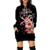 Vestidos informales básicos Sudaderas con capucha para mujer Vestido con estampado de alces navideños Sudadera con capucha Moda Sudadera informal Otoño Jersey de manga larga Ropa femenina de Navidad 231117