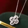 Popular 4 Leaf Clover Pendant Natural Diamonds Women's Jewelry Gold Necklace