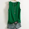 Camisoles Tanks Cotton and Linen Camisole Women's Summer I-shaped Sleeveless Knitted Bottoming Shirt Short Outer Wear Loose Top Solid 230418