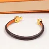 Luxury Fashion V-shaped Leather Bracelet New Brand Couple Double Round Buckle Bracelet High Quality Designer Bracelet