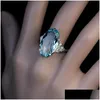 Ringas de banda Huitan feminino leve anel de casamento azul de casamento Solitaire band oval stone engate festas mulheres jóias de luxo brilho cz ser dhgarden otbx3