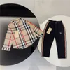 New generation Spring Baby designer lapel long sleeve shirt + cargo pants casual brand boy suit Size 90-150cm A03