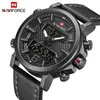 Wristwatches NAVIFORCE Mens Sports Watches Men Quartz LED Digital Clock Top Brand Luxury Male Fashion Leather Waterproof Military Wrist Watch 231118