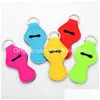 Keychains Lanyards 10 färger Stylish Neoprene Chapstick Holder Handy Lip Balm Lipstick Keychain Pouch Rts Drop Delivery Fashion AC DHZWX