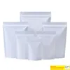 Matte White Mylar Foil Stand Up Bag Zip Grip Seal Resealable Reclosable Tear Notch Doypack Food Storage Pouches LX4225