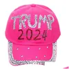 Boll Caps 9 Styles 2024 Trump Diamond Baseball Cap justerbar denim Sun Hat Sport Casual Cotton Drop Delivery Fashion Acces Dhgarden Dhij6