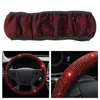 Volante cobre capa de carro vermelho auto diamante bling brilhando universal para 37-38cm peças interiores acessórios